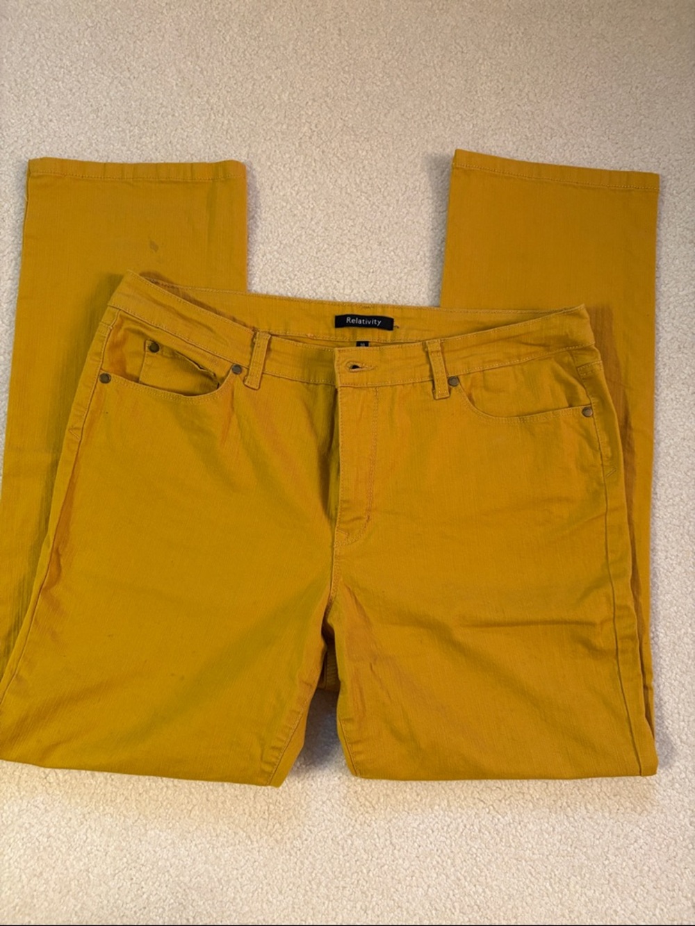 Relativity Mustard Corduroy Straight-Leg Pants
